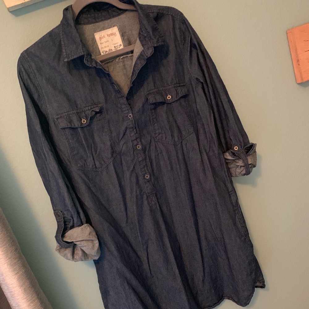 Denim dress with pockets